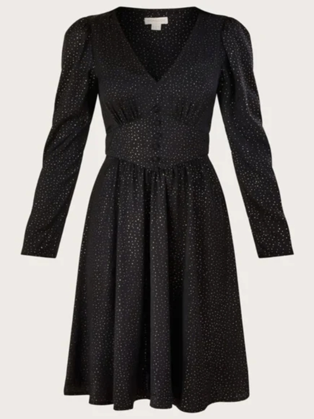 Monsoon Slley Foil Print Tea Dress Black